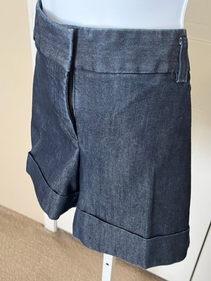EXPRESS WOMEN'S BLUE DENIM CHINO CUFFED SHORTS MID RISE SIZE 6 SIDE POCKETS