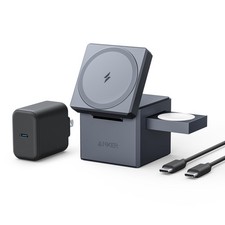 Anker MagSafe Charger Stand, iPhone 16 Wireless Charger, 3-in-1 Cube Black