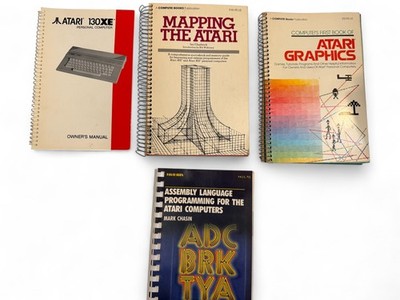 Vintage Atari Computer Books Lot of 4 Mapping Graphics Assembly 130XE Manual