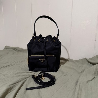 Prada Duet Re-Nylon Bucket Bag - Black