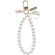 White Mobile Lanyard Universal Phone Chain, Pearl Beaded 1,