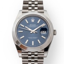 Rolex Datejust 41 126300 Blue Baton Dial Jubilee Bracelet Box & Papers 2022