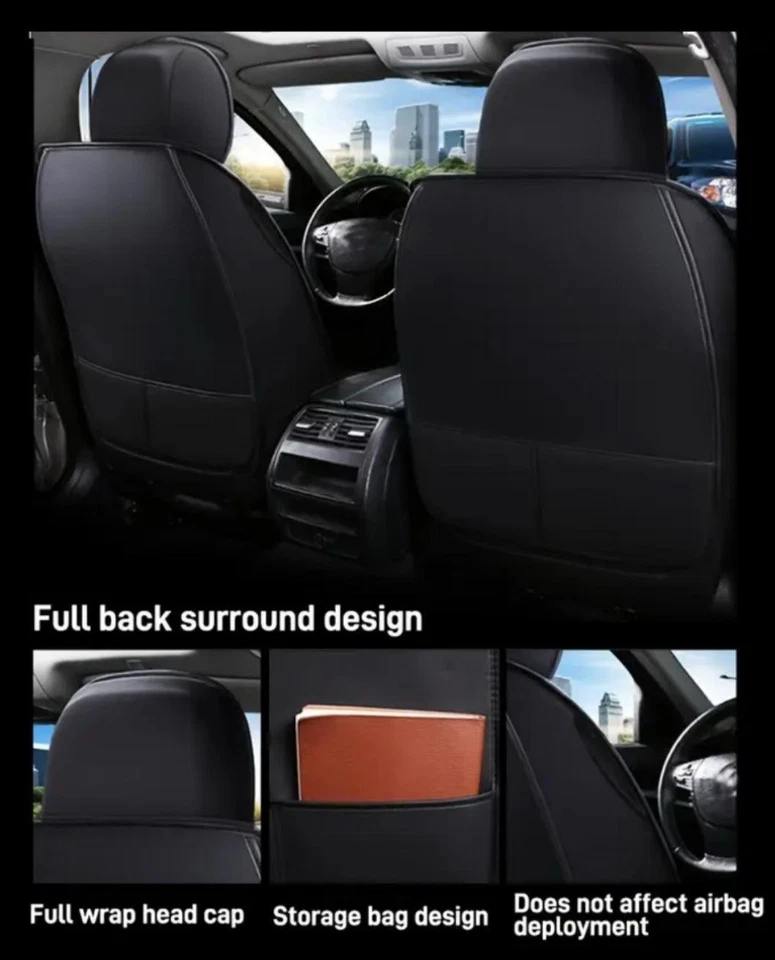 For All Mercedes Benz Leather Car Seat Cover Deluxe Premium Full Set Front Rear. - Image 4 of 4