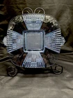 Imperial NUCUT Ice Blue Depression Glass Art Deco Square Serving Tray Plate 10.5