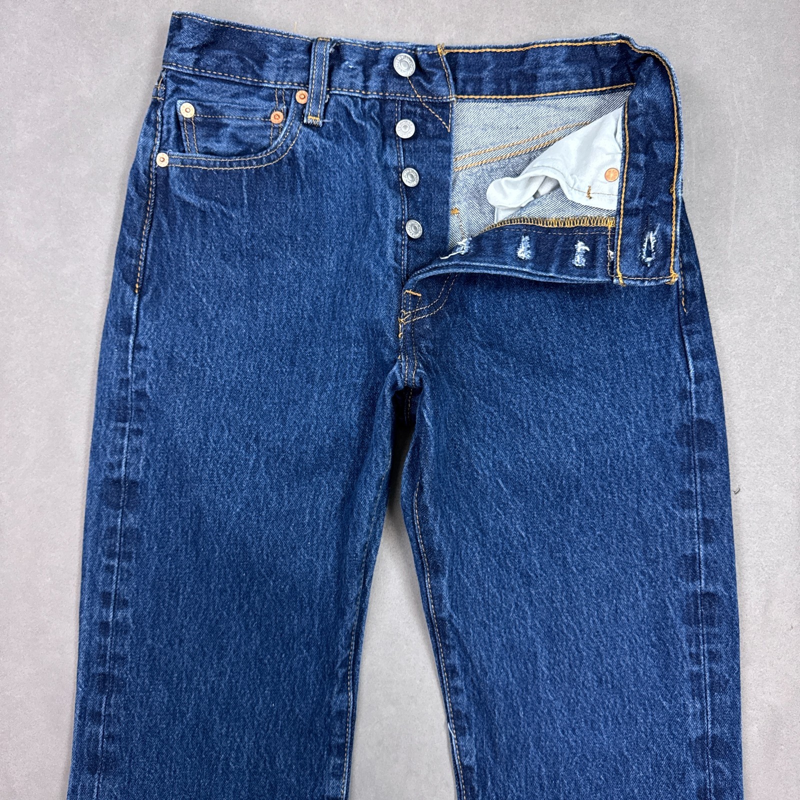 Mens 28x29 Blue Button Fly Denim Pants Straight Work (tag29x