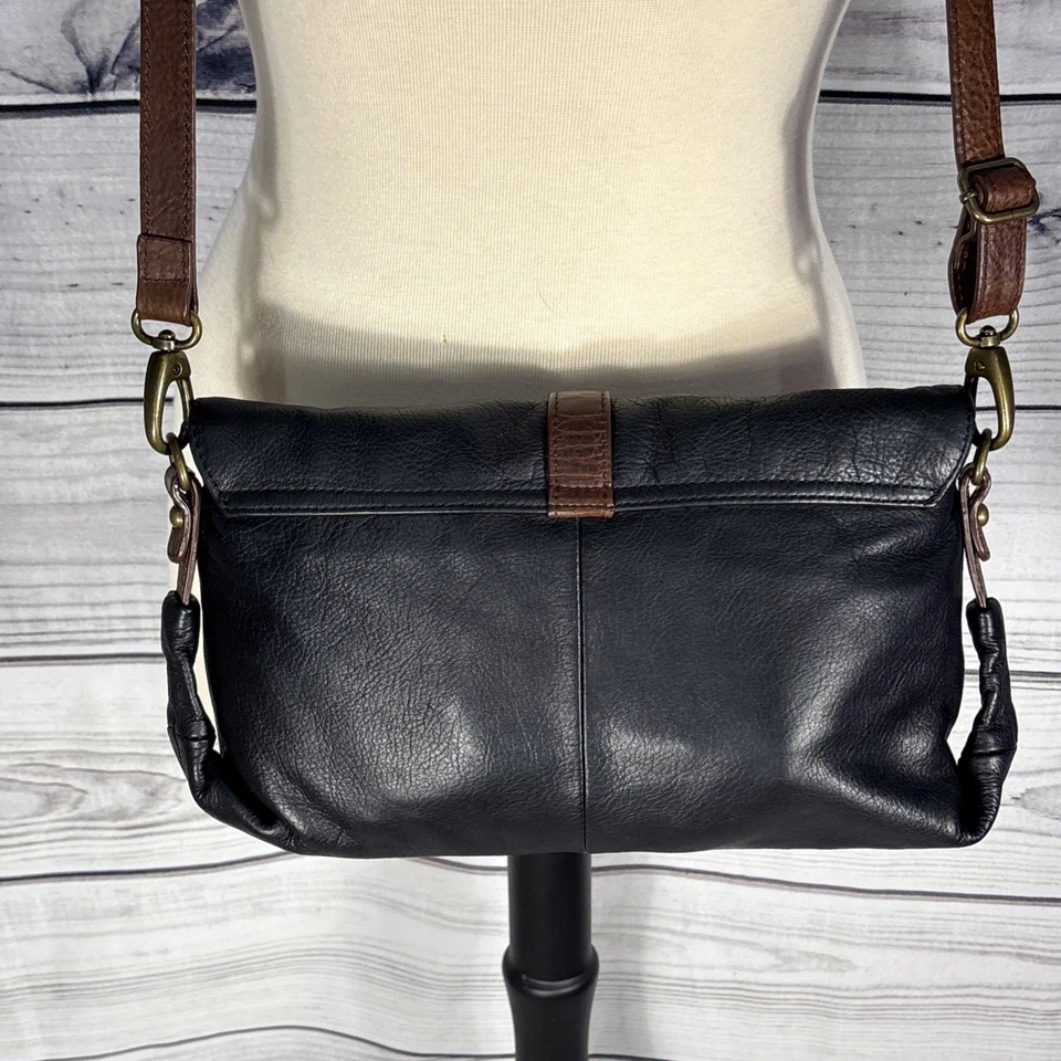 Vintage VTG 80’s 90’s Y2K Style Crossbody Leather Purse Shoulder Bag Brass Clasp - Image 3 of 4