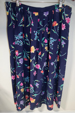 C11 Alfred Dunner Pleated Multicolor Floral Elastic Waist Skirt Only Size 14