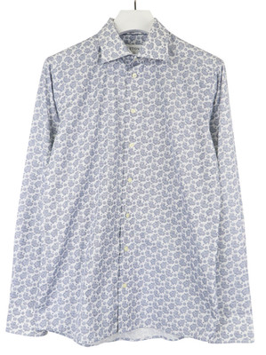 Eton Slim Shirt Herren 41 16 Blau Blumenmuster Gespreizter Kragen