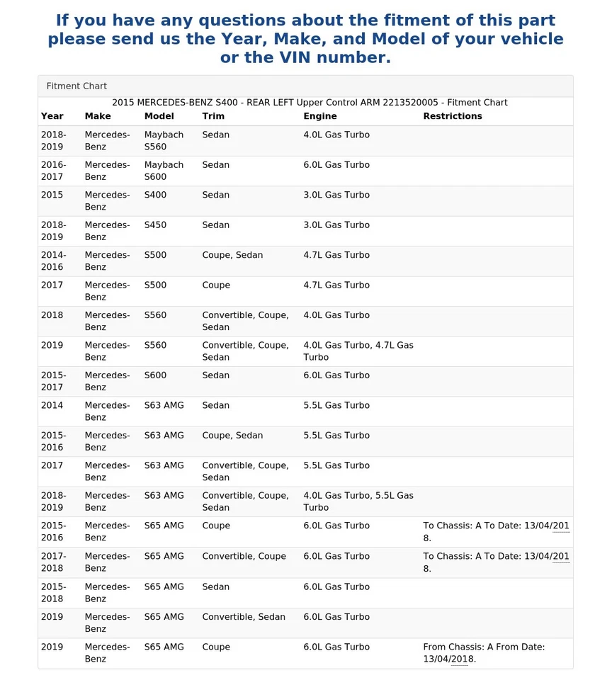 Mercedes-Benz S400 2015 - brazo de control superior trasero izquierdo 2213520005 Foto 4 de 4