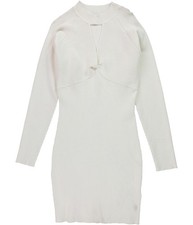 GUESS Womens Cut-Out Sweater Dress, White, Large