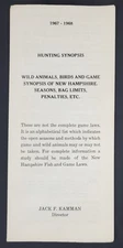 1967-1968 New Hampshire NH Hunting Regulations Limits Vintage Travel Brochure
