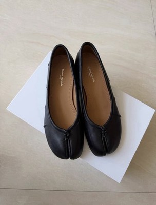 Maison Margiela Black Tabi Leather Ballerina Pumps sz US 7 / E37
