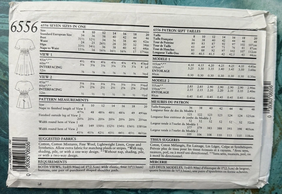 Dress & Romper Pattern New Look 6556 Sizes 8 to 20  1990's Vintage Uncut - Image 2 of 2