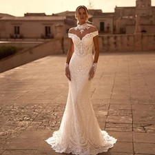 V-neck Sleeveless Wedding Dress with Off the Shoulder Dreamy Appliques Mermaid