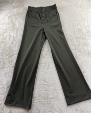 Women s HALARA High Waisted Button Front Pants Olive Green Size M Tall