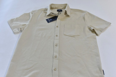 ben sherman men's size M - short sleeve button up tan brown cotton blend