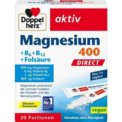 DOPPELHERZ Magnesium+B Vitamine DIRECT Pellets 20 St. PZN 01026875
