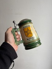 Sammler-Bierkrug Cnutlinga Knielingen 786-1986 Zinndeckel Handarbeit limitiert