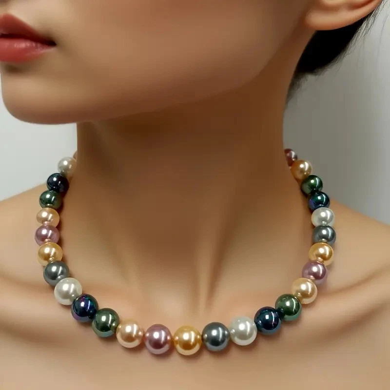 PERLEN SET Kette Perlenkette Armband Ohrringe Imitationsperlen Muschelkernperlen - Bild 4 von 4