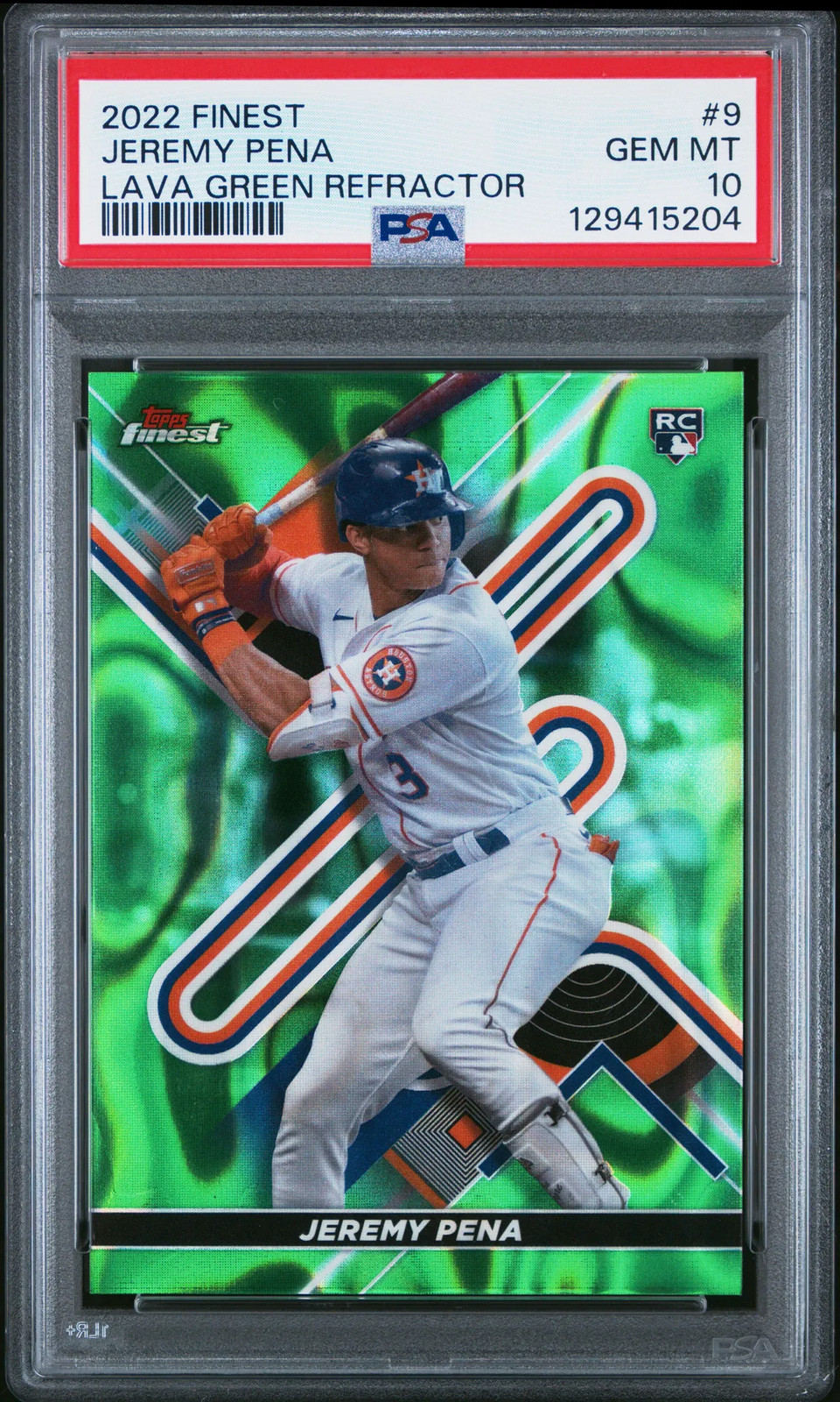 2022 Topps Finest Jeremy Pena #9 Lava Green Refractor PSA 10 /99 pop 11