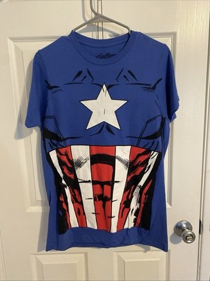 Marvel Avengers Captain America Shield T-Shirt   Adult  Small   Blue Red White  