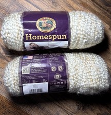 Lion Brand Homespun Pearls Yarn Lot of 2 Bulky 5 Cream White Skeins