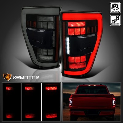 [W/ Blind Spot] Fits 2021-2023 Ford F150 Smoke Sequential Full LED Tail Lights