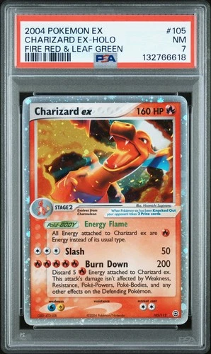 2004 POKEMON EX FIRE RED & LEAF GREEN #105 CHARIZARD EX-HOLO PSA 7