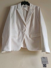 NWT Liz Claiborne women's off-white blazer Jacket Fit Single Bottom Sz S Was 45