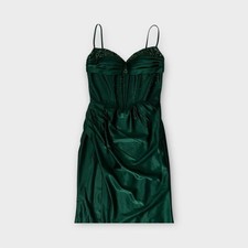 Green Satin Sweetheart Neckline Lace-Up Ruched Long Formal Gown Sleeveless