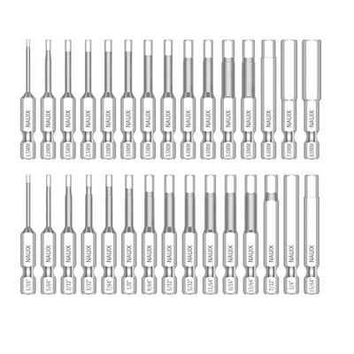 Precision 30 Piece S2 Steel Hex Bit Set with Magnetic Tips & Anti-Rust Finish