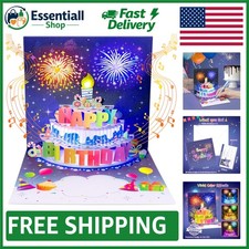 3D Pop-Up Happy Birthday Card with Blowable Candle - Engaging  Festive Surprise