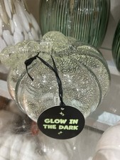 Glass Glow in The Dark Pumpkin Halloween Rare HTF