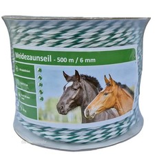 Weidezaunseil 500m 6mm 6 Niroleiter weiss-gr&uuml;n Material Monofile