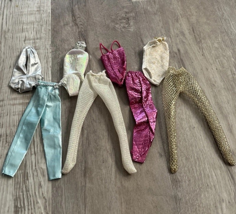 Lot 80s Barbie Doll Clothes Vintage Fashions Bodysuits Tights Metallic 4 Outfits
