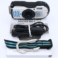 PENTAX WG-3 White Blue Compact Digital Camera Tested Working Seller Japan