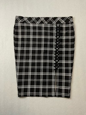 Torrid Black White Plaid Lace-Up Knit Stretch Pencil Skirt Plus Size 2