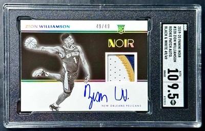 2019-20 Panini Noir ZION WILLIAMSON #328 Rookie Patch Auto #49/49 SGC 9.5/10