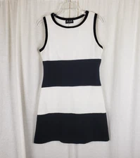 A-List by Wrapper Knit Stretch Black & White Wide Striped Tank Dress Womens M