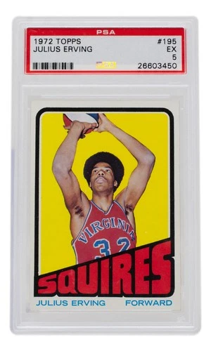 Julius Erving 1972 Topps #195 Virginia Squires Rookie Card PSA EX 5