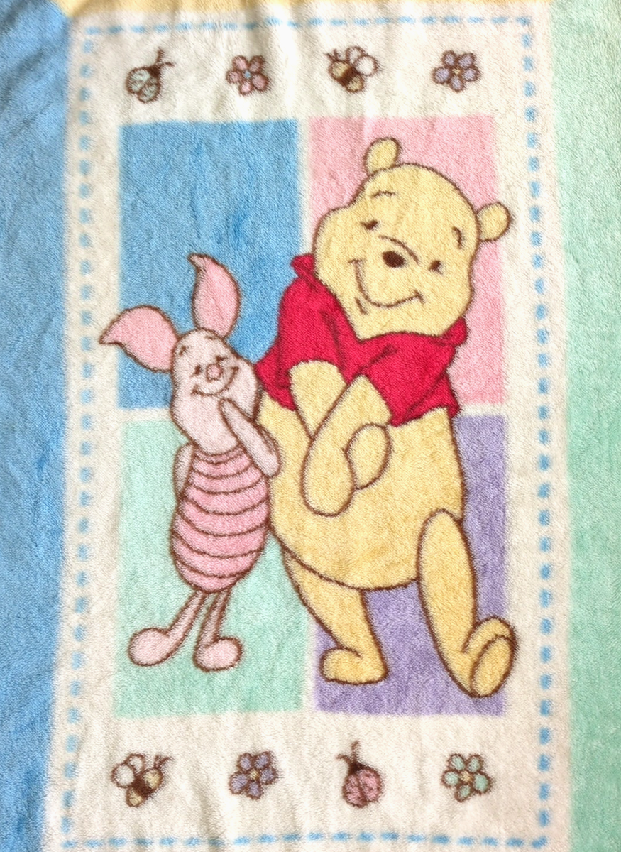 Vintage Winnie the Pooh & Piglet Crown Crafts Plush Baby Blanket