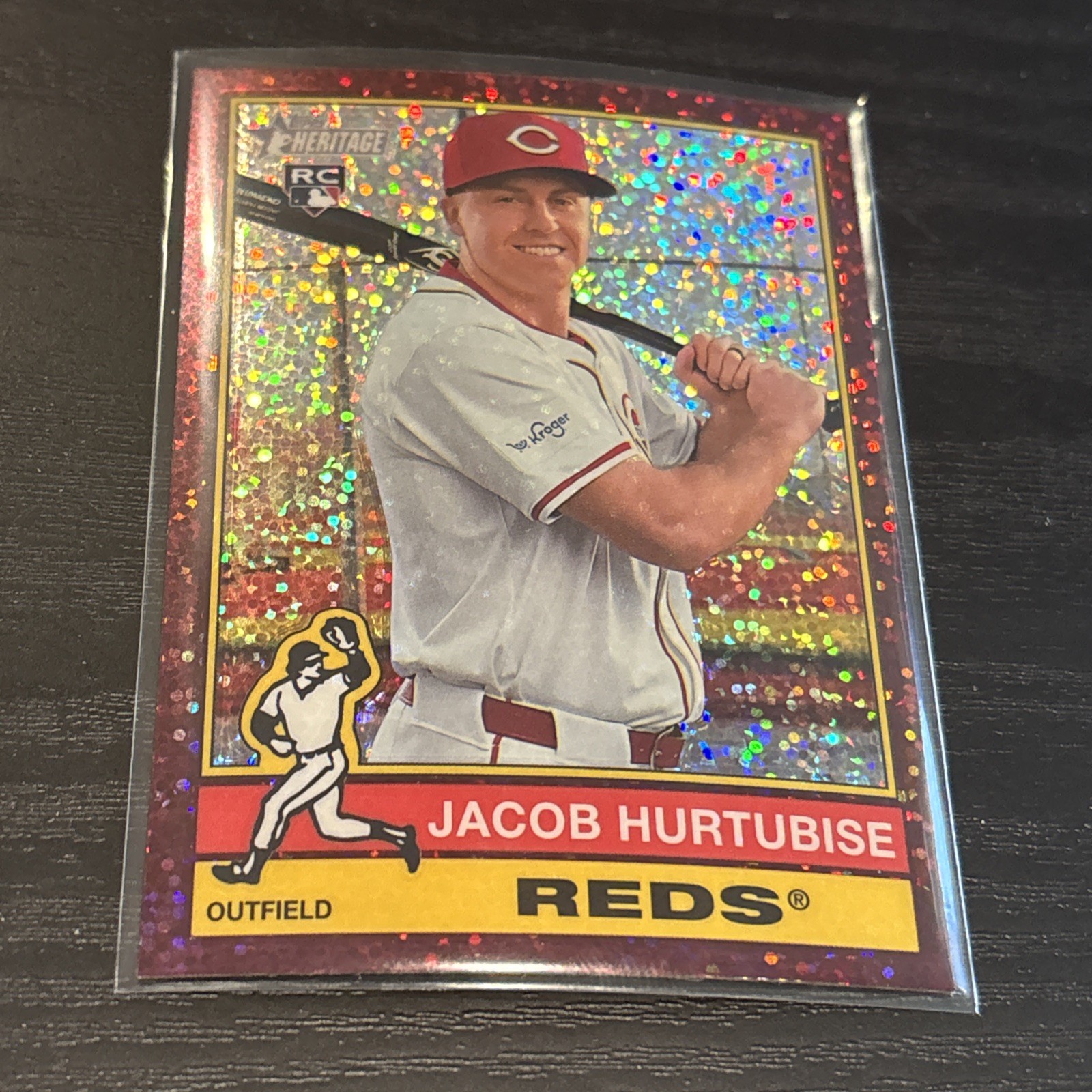 2025 Topps Heritage - Jacob Hurtubise #124 Chrome Burgundy Sparkle Refractor RC