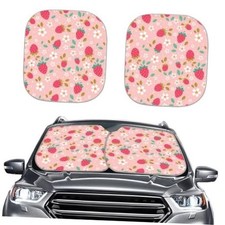 Coldinair Strawberry 2-Piece Windshield Sun Shade Strawberry Cute Flower