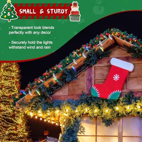 50 Pcs Christmas Light Clips, 1 5/8" Fascia Board Clips Clear Plastic