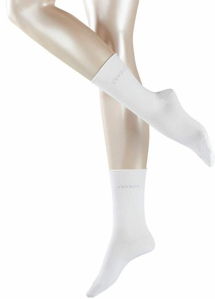 Esprit Aux femmes Basic Pure Plaine Coton Chaussettes - blanc - Photo 1/1