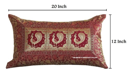 Indian Bohemian Mandala Silk Brocade Ethnic Cushion Pillow Covers Peacock 12" - Picture 5 of 6