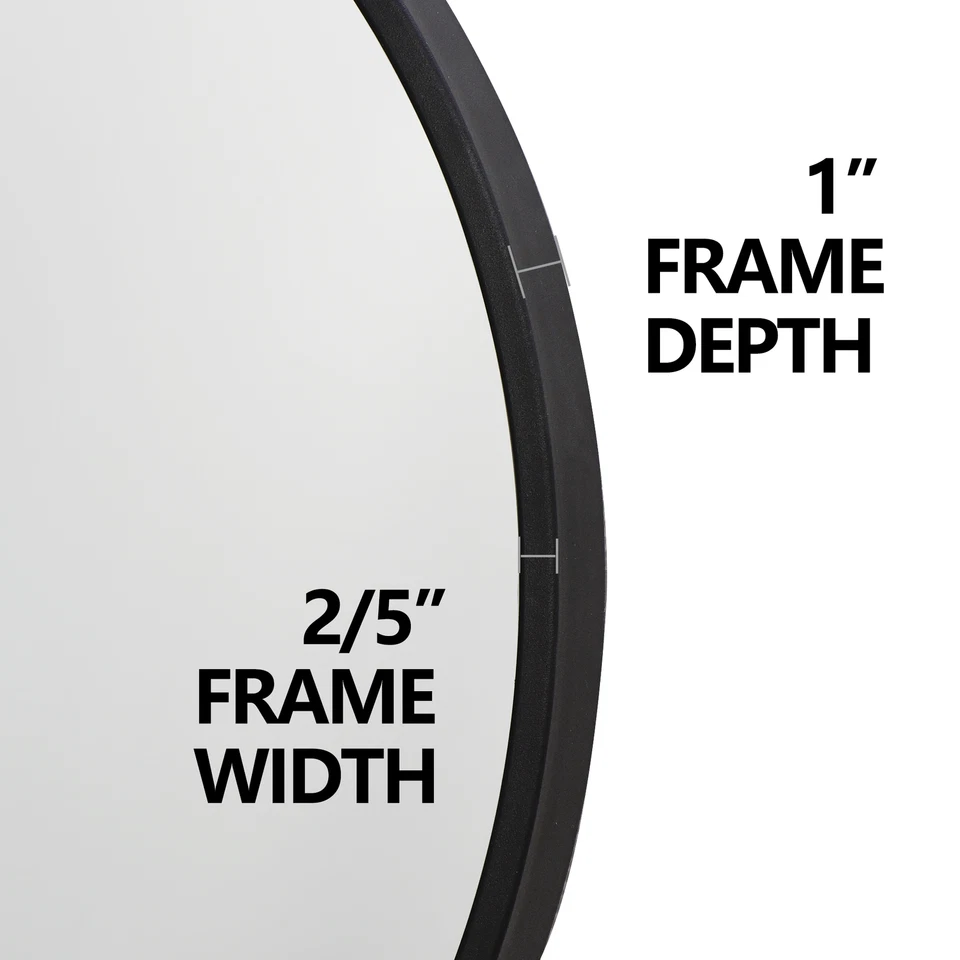 18" Metal Frame Round Mirror Bathroom Bedroom Livingroom Decorative Black - Image 3 of 4