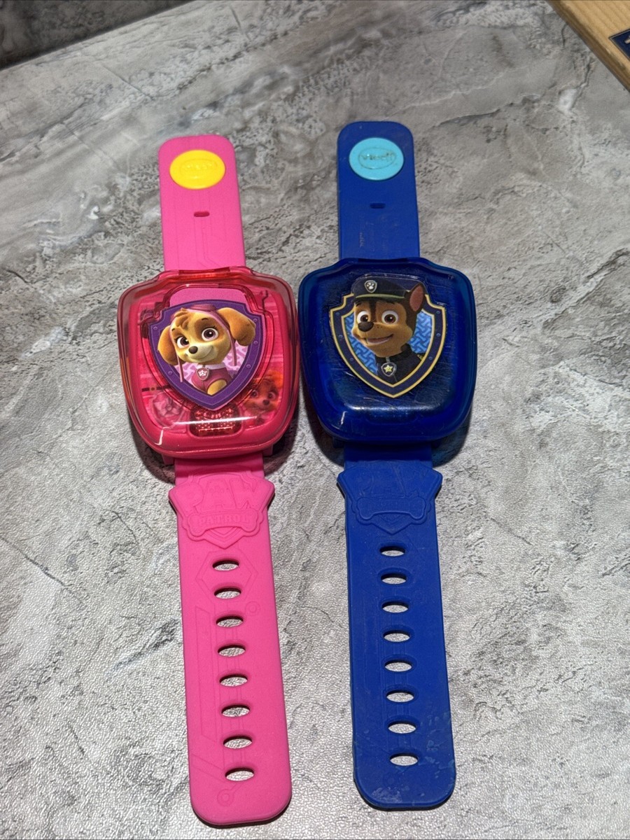 Vtech Paw Patrol Chase And Skye Pink Blue Kids Learning Watch
