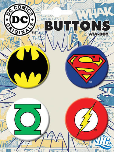 New Set of 4 Justice League Buttons DC Comics Pins - Picture 1 of 1