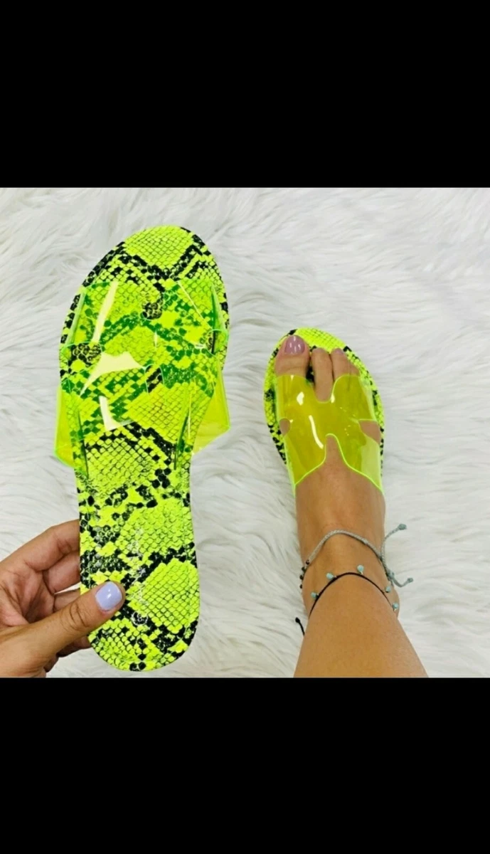 Lime green hotsell snake print sandals